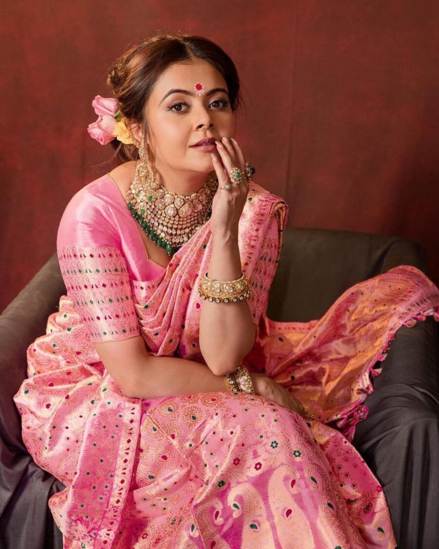 DESIGNER LICHI SILK JACQUARD WORK SAREE WITH UNSTITCHED BLOUSE PARTY WEAR WHOLESALE PRICE ETHNIC GARMENT (3)