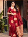 DESIGNER LICHI SILK JACQUARD WORK SAREE WITH UNSTITCHED BLOUSE PARTY WEAR WHOLESALE PRICE ETHNIC GARMENT (3)