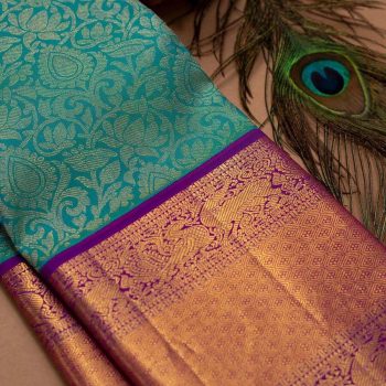 DESIGNER LICHI SILK JACQUARD WORK SAREE WITH UNSTITCHED BLOUSE RAMA