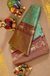 DESIGNER LICHI SILK JACQUARD WORK SAREE WITH UNSTITCHED BLOUSE PARTY WEAR WHOLESALE PRICE ETHNIC GARMENT (8)