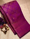DESIGNER LICHI SILK JACQUARD WORK SAREE WITH UNSTITCHED BLOUSE PARTY WEAR WHOLESALE PRICE ETHNIC GARMENT (7)
