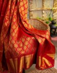 DESIGNER LICHI SILK JACQUARD WORK SAREE WITH UNSTITCHED BLOUSE WEDDING WEAR WHOLESALE PRICE ETHNIC GARMENT (2)