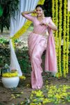 DESIGNER LICHI SILK JACQUARD WORK SAREE WITH UNSTITCHED BLOUSE BABY PINK