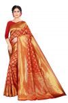 DESIGNER LICHI SILK JACQUARD WORK SAREE WITH UNSTITCHED BLOUSE WEDDING WEAR WHOLESALE PRICE ETHNIC GARMENT (2)