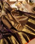 DESIGNER LICHI SILK JACQUARD WORK SAREE WITH UNSTITCHED BLOUSE WEDDING WEAR WHOLESALE PRICE ETHNIC GARMENT (1)