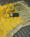 DESIGNER LICHI SILK JACQUARD WORK SAREE WITH UNSTITCHED BLOUSE WEDDING WEAR WHOLESALE PRICE ETHNIC GARMENT (3)