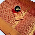 DESIGNER LICHI SILK JACQUARD WORK SAREE WITH UNSTITCHED BLOUSE WEDDING WEAR WHOLESALE PRICE ETHNIC GARMENT (2)