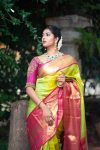 DESIGNER LICHI SILK JACQUARD WORK SAREE WITH UNSTITCHED BLOUSE WEDDING WEAR WHOLESALE PRICE ETHNIC GARMENT (5)