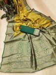 DESIGNER LICHI SILK JACQUARD WORK SAREE WITH UNSTITCHED BLOUSE WEDDING WEAR WHOLESALE PRICE ETHNIC GARMENT (3)