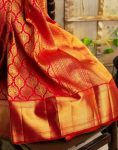 DESIGNER LICHI SILK JACQUARD WORK SAREE WITH UNSTITCHED BLOUSE WEDDING WEAR WHOLESALE PRICE ETHNIC GARMENT (2)