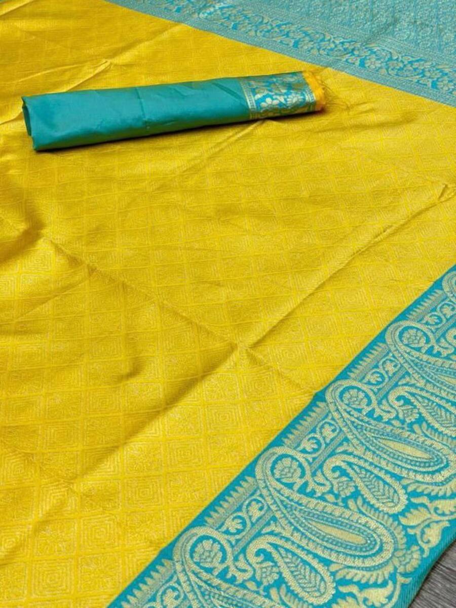 DESIGNER LICHI SILK JACQUARD WORK SAREE WITH UNSTITCHED BLOUSE WEDDING WEAR WHOLESALE PRICE ETHNIC GARMENT (5)