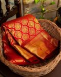 DESIGNER LICHI SILK JACQUARD WORK SAREE WITH UNSTITCHED BLOUSE WEDDING WEAR WHOLESALE PRICE ETHNIC GARMENT (2)