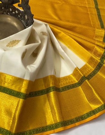DESIGNER LICHI SILK JACQUARD WORK SAREE WITH UNSTITCHED BLOUSE LEMON