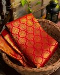 DESIGNER LICHI SILK JACQUARD WORK SAREE WITH UNSTITCHED BLOUSE WEDDING WEAR WHOLESALE PRICE ETHNIC GARMENT (2)