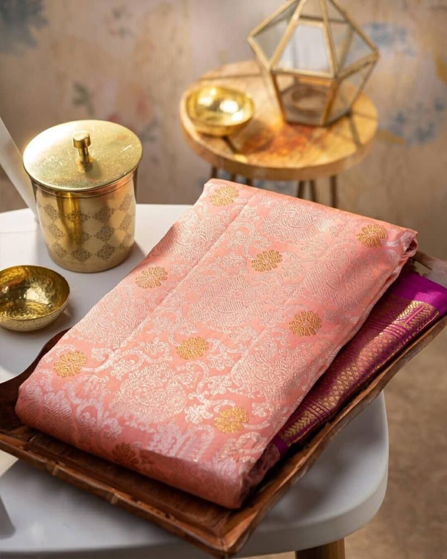 DESIGNER LICHI SILK JACQUARD WORK SAREE WITH UNSTITCHED BLOUSE WEDDING WEAR WHOLESALE PRICE ETHNIC GARMENT (8)
