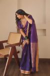 DESIGNER LICHI SILK JACQUARD WORK SAREE WITH UNSTITCHED BLOUSE WEDDING WEAR WHOLESALE PRICE ETHNIC GARMENT(13)