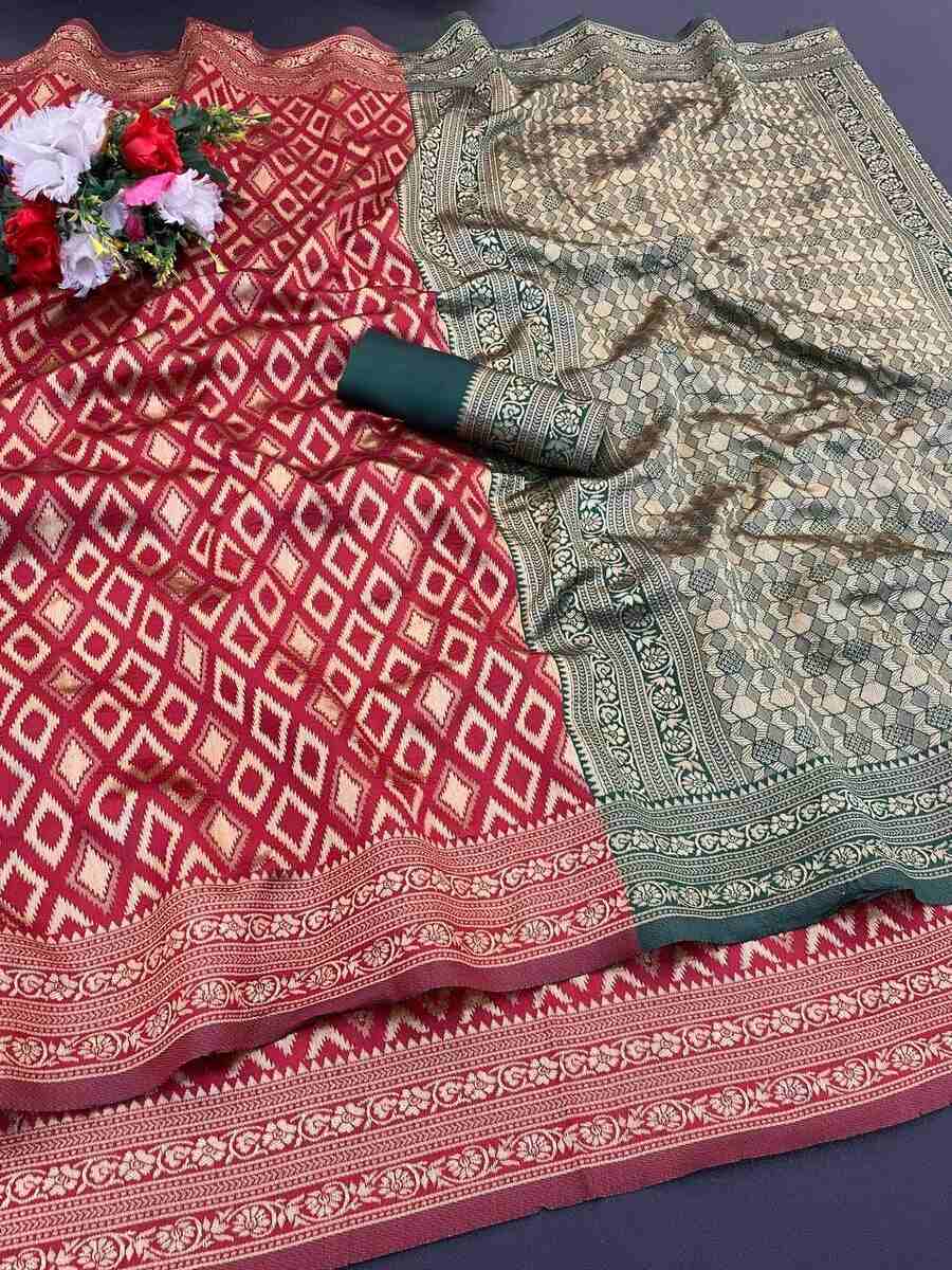 DESIGNER LICHI WORK WEAVING WORK SAREE WITH UNSTITCHED BLOUSE FESTIVAL WEAR WHOLESALE PRICE ETHNIC GARMENT (67)