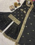 DESIGNER NATURAL CREPE EMBROIDERY SEQUENCE WORK TOP SHARARA WITH DUPATTA FESTIVE WEAR WHOLESALE PRICE ETHNIC GARMENT (4)