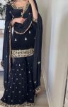 DESIGNER NATURAL CREPE EMBROIDERY SEQUENCE WORK TOP SHARARA WITH DUPATTA FESTIVE WEAR WHOLESALE PRICE ETHNIC GARMENT (4)