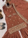 DESIGNER NATURAL CREPE EMBROIDERY SEQUENCE WORK TOP SHARARA WITH DUPATTA PARTY WEAR WHOLESALE PRICE ETHNIC GARMENT (3)