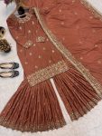 DESIGNER NATURAL CREPE EMBROIDERY SEQUENCE WORK TOP SHARARA WITH DUPATTA PARTY WEAR WHOLESALE PRICE ETHNIC GARMENT (3)