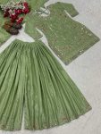 DESIGNER NATURAL CREPE SEQUENCE EMBROIDERY WORK TOP PALAZZO WITH DUPATTA FESTIVE WEAR WHOLESALE PRICE ETHNIC GARMENT (15)