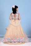 DESIGNER NET SEQUENCE WORK AND FLOWERS WORK KID'S LEHENGA CHOLI WITH DUPATTA CREAM