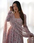 DESIGNER ORGANZA FLORAL PRINT WORK ANARKALI GOWN BOTTOM WITH DUPATTA FESTIVE WEAR WHOLESALE PRICE ETHNIC GARMENT (4)