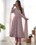 DESIGNER ORGANZA FLORAL PRINT WORK ANARKALI GOWN BOTTOM WITH DUPATTA FESTIVE WEAR WHOLESALE PRICE ETHNIC GARMENT (4)