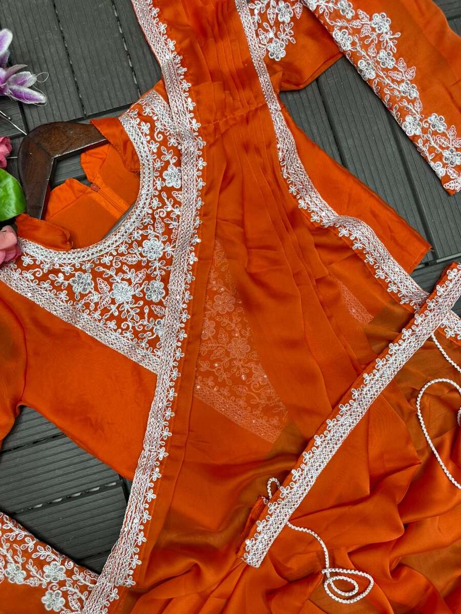 DESIGNER RANGOLI SILK EMBROIDERY CODING WORK READY TO WEAR SAREE WITH STITCHED BLOUSE PARTY WEAR WHOLESALE PRICE ETHNIC GARMENT (11)