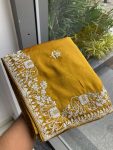 DESIGNER RANGOLI SILK EMBROIDERY WORK BORDER WITH PIPING WORK SAREE WITH UNSTITCHED BLOUSE FUNCTIONAL WEAR WHOLESALE PRICE ETHNIC GARMENT (4)