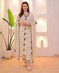 DESIGNER ROMAN SILK   EMBROIDERY WORK AND LACE WORK TOP BOTTOM WITH DUPATTA OFF WHITE