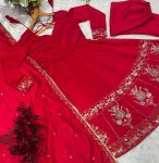DESIGNER ROMAN SILK MULTI EMBROIDERED SEQUENCE AND THREAD WORK ANARKALI BOTTOM WITH DUPATTA FESTIVE WEAR WHOLESALE PRICE ETHNIC GARMENT (3)