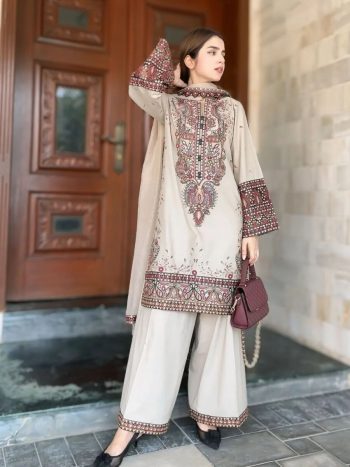 DESIGNER ROMAN SILK SEQUENCE EMBROIDERY WORK TOP PALAZZO DUPATTA