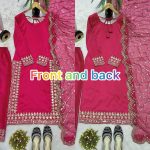DESIGNER SATIN SILK EMBROIDERY THREAD WORK WITH READY-MADE LACE BORDER WORK TOP BOTTOM WITH DUPATTA FESTIVE WEAR WHOLESALE PRICE ETHNIC GARMENT (3)