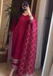 DESIGNER SATIN SILK EMBROIDERY THREAD WORK WITH READY-MADE LACE BORDER WORK TOP BOTTOM WITH DUPATTA FESTIVE WEAR WHOLESALE PRICE ETHNIC GARMENT (3)