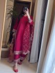 DESIGNER SATIN SILK EMBROIDERY THREAD WORK WITH READY-MADE LACE BORDER WORK TOP BOTTOM WITH DUPATTA FESTIVE WEAR WHOLESALE PRICE ETHNIC GARMENT (3)