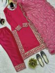 DESIGNER SATIN SILK EMBROIDERY THREAD WORK WITH READY-MADE LACE BORDER WORK TOP BOTTOM WITH DUPATTA FESTIVE WEAR WHOLESALE PRICE ETHNIC GARMENT (3)