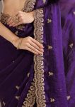 DESIGNER SATIN SILK SEQUENCE WITH JARI DORI EMBROIDERY WITH CUTWORK BORDER SAREE WITH UNSTITCHED BLOUSE WEDDING WEAR WHOLESALE PRICE ETHNIC GARMENT (39)