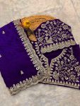 DESIGNER SATIN SILK SEQUENCE WITH JARI DORI EMBROIDERY WITH CUTWORK BORDER SAREE WITH UNSTITCHED BLOUSE WEDDING WEAR WHOLESALE PRICE ETHNIC GARMENT (39)