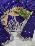 DESIGNER SATIN SILK SEQUENCE WITH JARI DORI EMBROIDERY WITH CUTWORK BORDER SAREE WITH UNSTITCHED BLOUSE WEDDING WEAR WHOLESALE PRICE ETHNIC GARMENT (39)