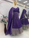 DESIGNER SHIMMER SILK EMBROIDERY SEQUENCE WORK GOWN WITH DUPATTA PARTY WEAR WHOLESALE PRICE ETHNIC GARMENT (4)