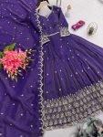 DESIGNER SHIMMER SILK EMBROIDERY SEQUENCE WORK GOWN WITH DUPATTA PARTY WEAR WHOLESALE PRICE ETHNIC GARMENT (4)