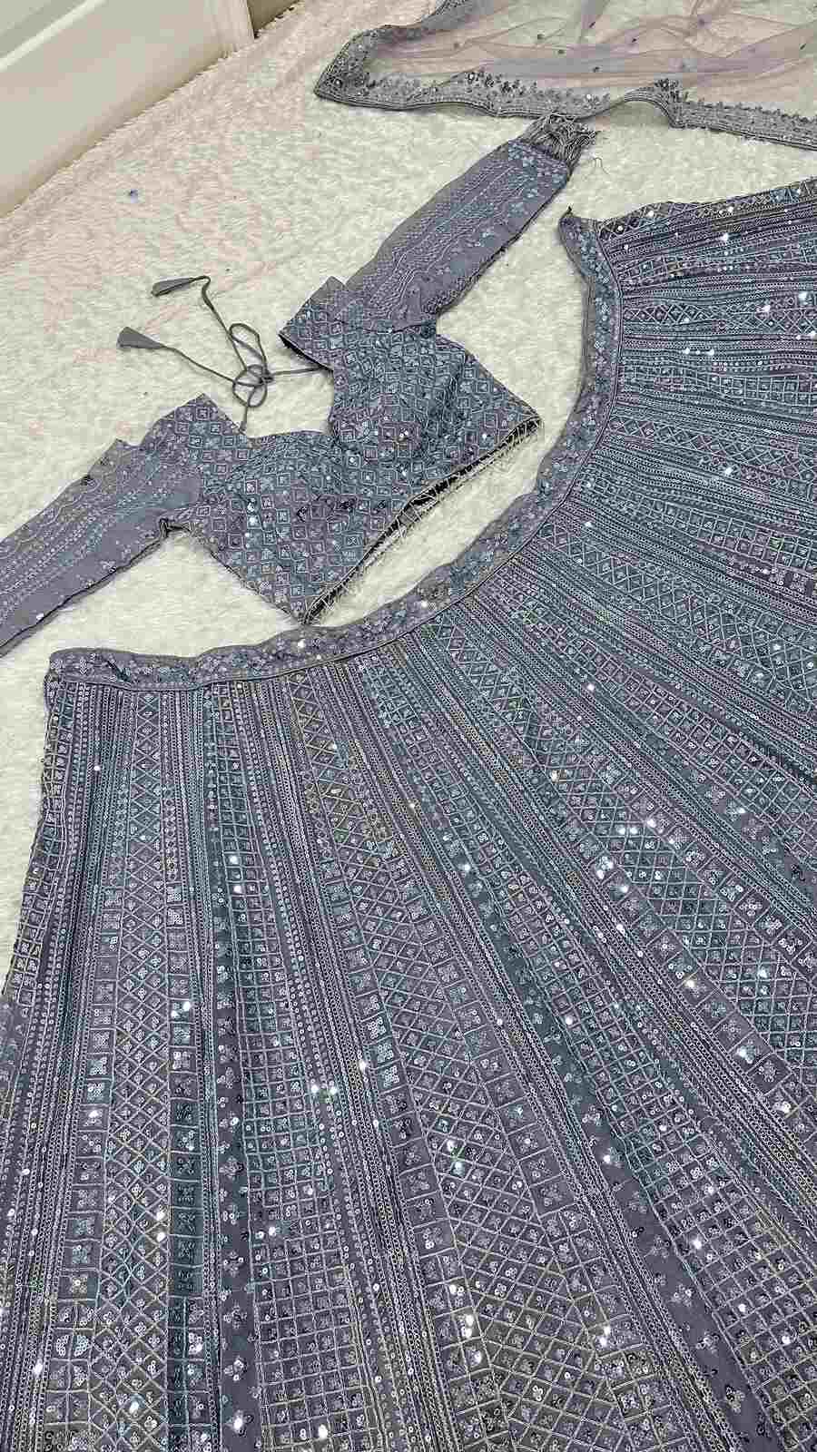 DESIGNER SHIMMER SILK SEQUENCE & DORI WORK LEHENGA CHOLI WITH DUPATTA RECEPTION WEAR WHOLESALE PRICE ETHNIC GARMENT (4)