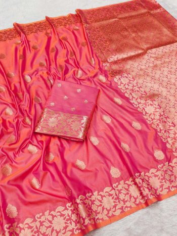 DESIGNER SILK WEAVING WORK SAREE WITH UNSTITCHED BLOUSE PEACH