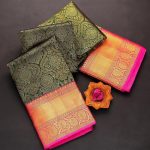 DESIGNER SOFT LICHI SILK CLOTH JACQUARD WORK SAREE WITH UNSTITCHED BLOUSE PARTY WEAR WHOLESALE PRICE ETHNIC GARMENT (11)