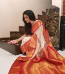 DESIGNER SOFT LICHI SILK JACQUARD WORK SAREE WITH UNSTITCHED BLOUSE OFF WHITE