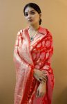 DESIGNER SOFT LICHI SILK JACQUARD WORK SAREE WITH UNSTITCHED BLOUSE PARTY WEAR WHOLESALE PRICE ETHNIC GARMENT (15)