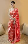 DESIGNER SOFT LICHI SILK JACQUARD WORK SAREE WITH UNSTITCHED BLOUSE PARTY WEAR WHOLESALE PRICE ETHNIC GARMENT (15)