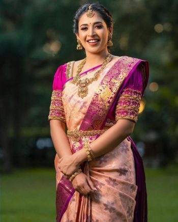 DESIGNER SOFT LICHI SILK JACQUARD WORK  SAREE WITH UNSTITCHED BLOUSE
